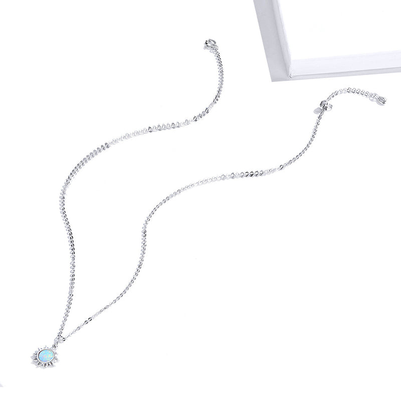 Opal Sun Necklace in 925 Sterling Silver - Aspect Jewellery#color_silver