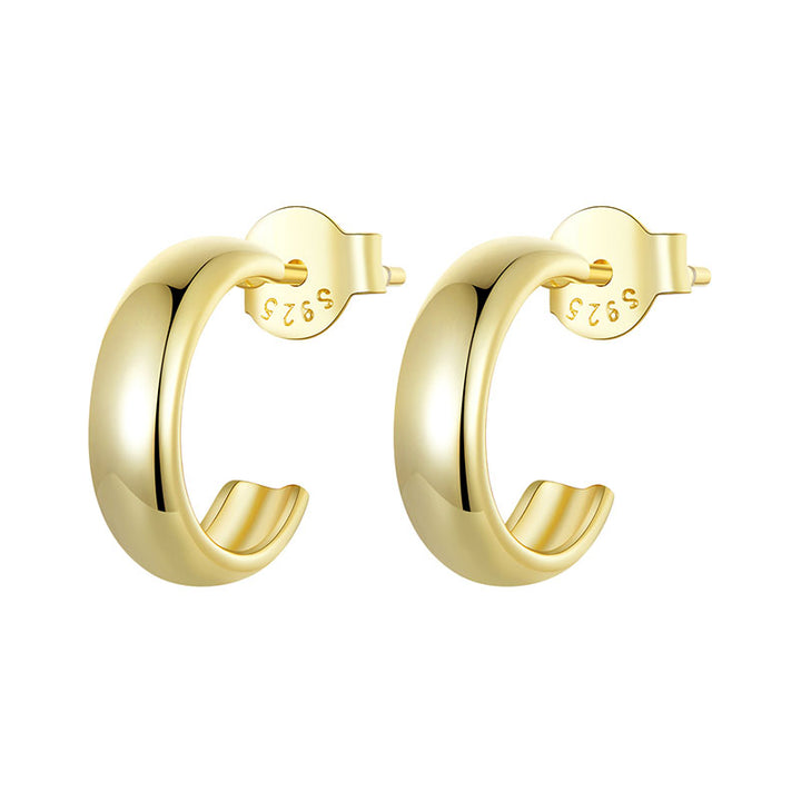 Open Hoop Small Stud Earrings in 925 Sterling Silver - Aspect Jewellery#color_gold