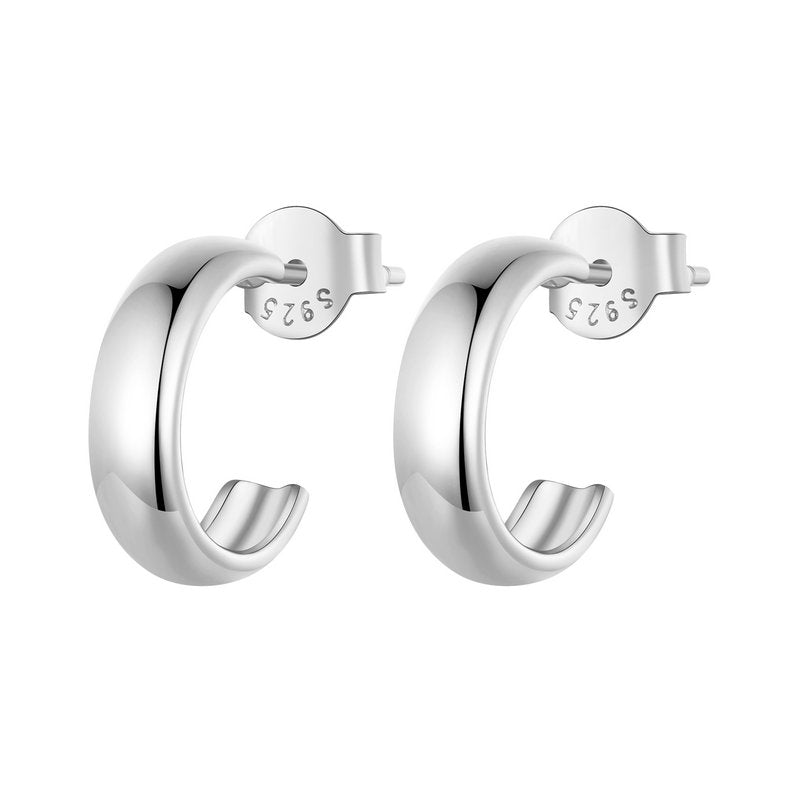 Open Hoop Small Stud Earrings in 925 Sterling Silver - Aspect Jewellery#color_silver