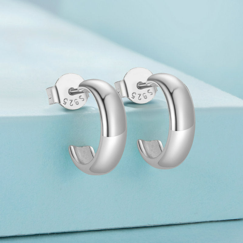 Open Hoop Small Stud Earrings in 925 Sterling Silver - Aspect Jewellery#color_silver