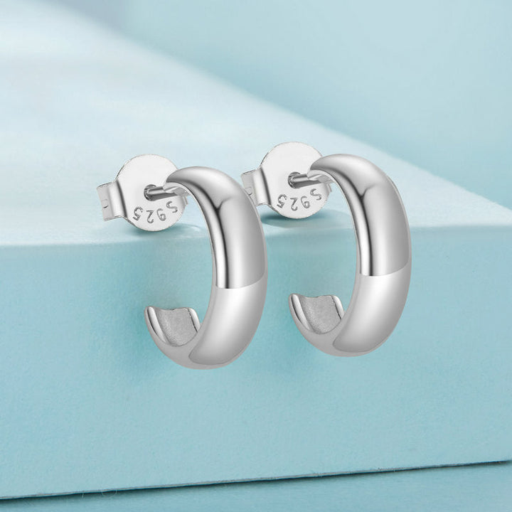 Open Hoop Small Stud Earrings in 925 Sterling Silver - Aspect Jewellery#color_silver