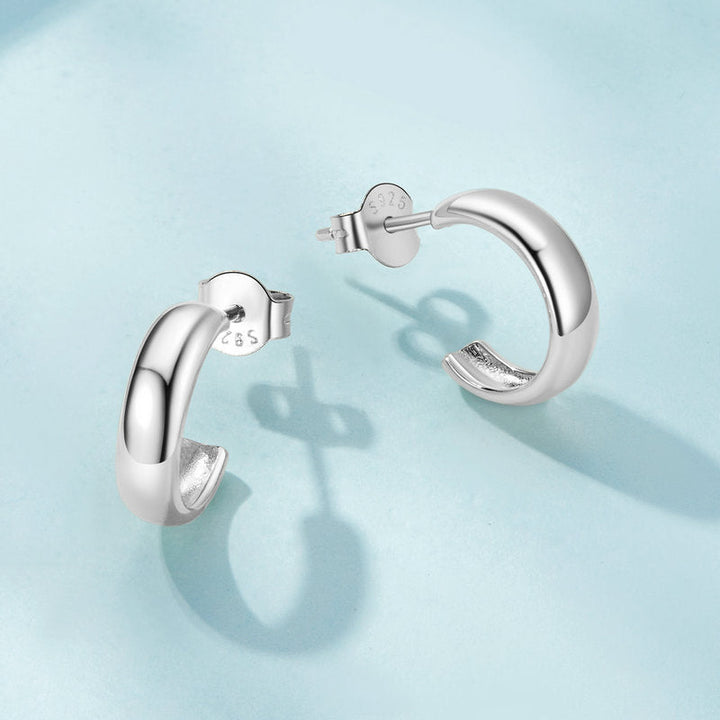 Open Hoop Small Stud Earrings in 925 Sterling Silver - Aspect Jewellery#color_silver