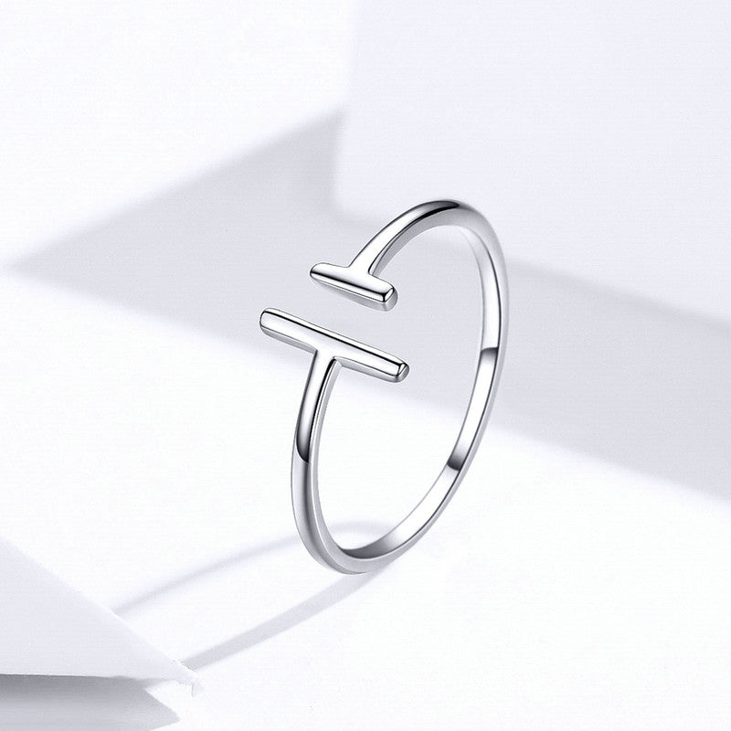 Geometric Parallel Lines Adjustable Ring in 925 Sterling Silver - Aspect Jewellery