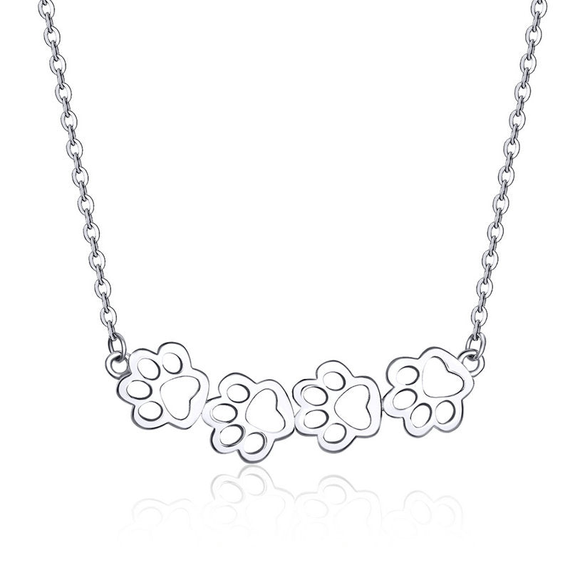 Pet Cat Dog Paws Necklace in 925 Sterling Silver - Aspect Jewellery