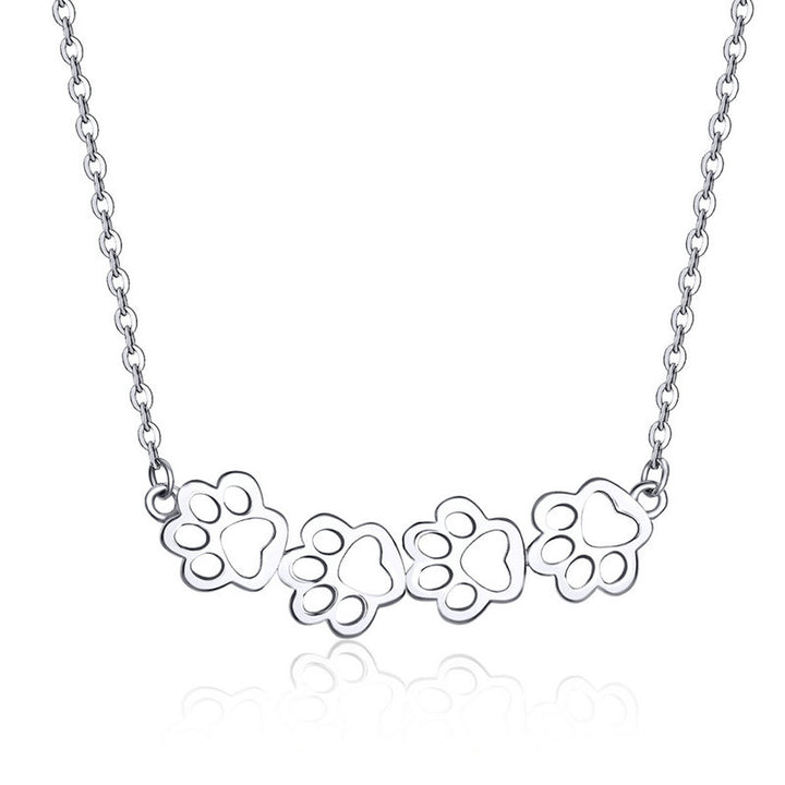 Pet Cat Dog Paws Necklace in 925 Sterling Silver - Aspect Jewellery