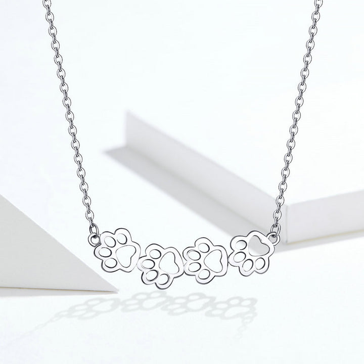 Pet Cat Dog Paws Necklace in 925 Sterling Silver - Aspect Jewellery