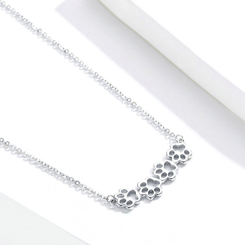 Pet Cat Dog Paws Necklace in 925 Sterling Silver - Aspect Jewellery