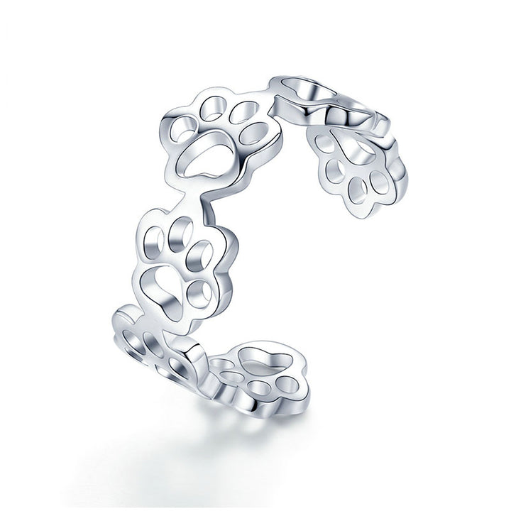 Pet Paws Adjustable Ring in 925 Sterling Silver - Aspect Jewellery