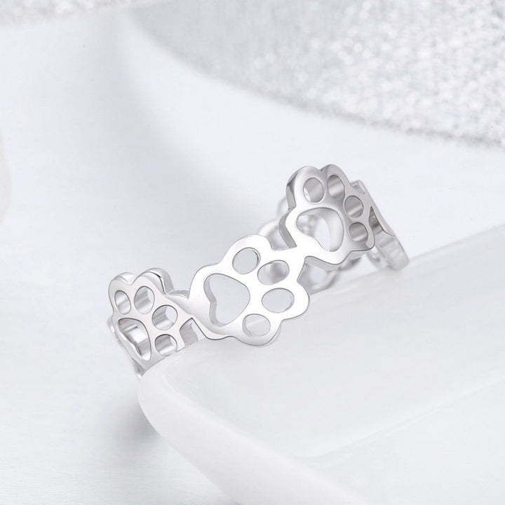 Pet Paws Adjustable Ring in 925 Sterling Silver - Aspect Jewellery