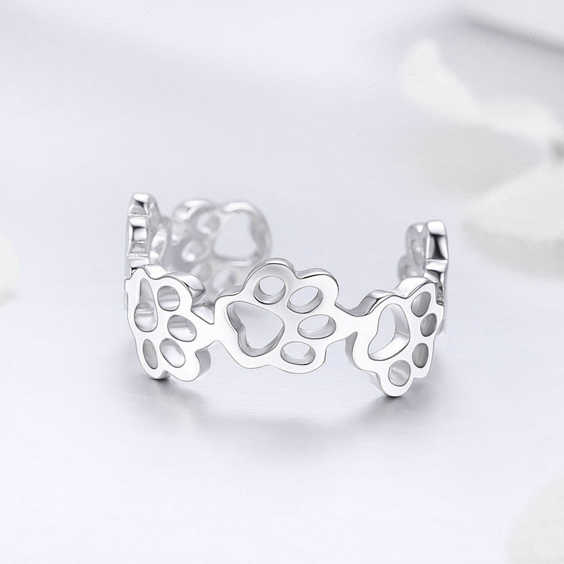 Pet Paws Adjustable Ring in 925 Sterling Silver - Aspect Jewellery