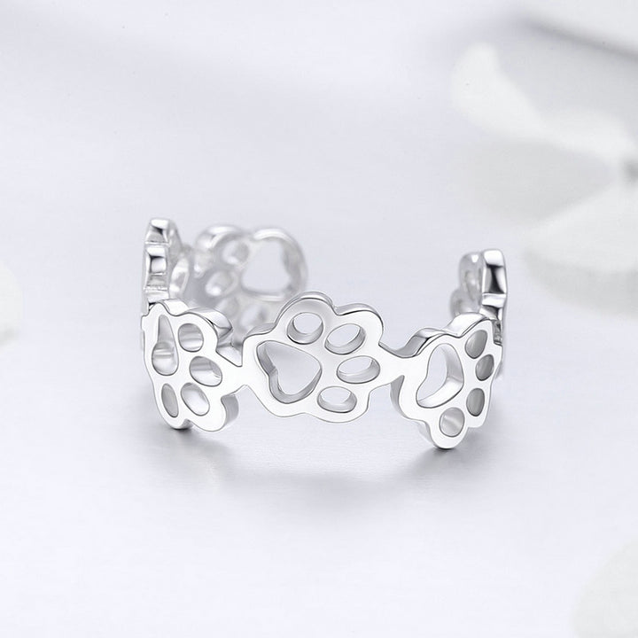 Pet Paws Adjustable Ring in 925 Sterling Silver - Aspect Jewellery