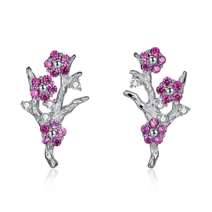 Pink Flowers Earrings in 925 Sterling Silver - Aspect Jewellery