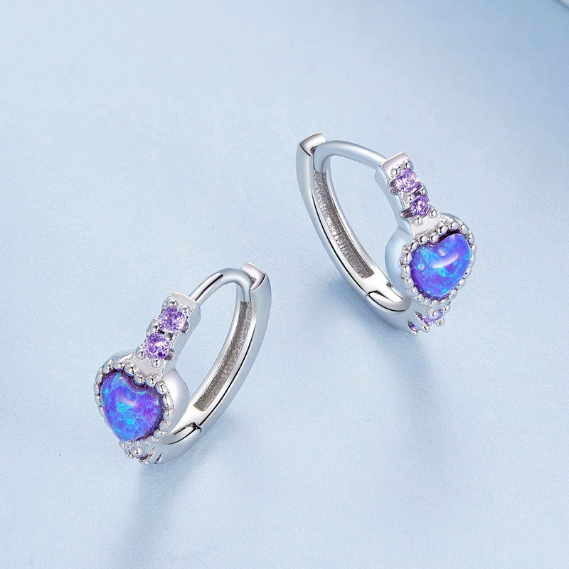 Purple Hearts Earrings in 925 Sterling Silver - Aspect Jewellery