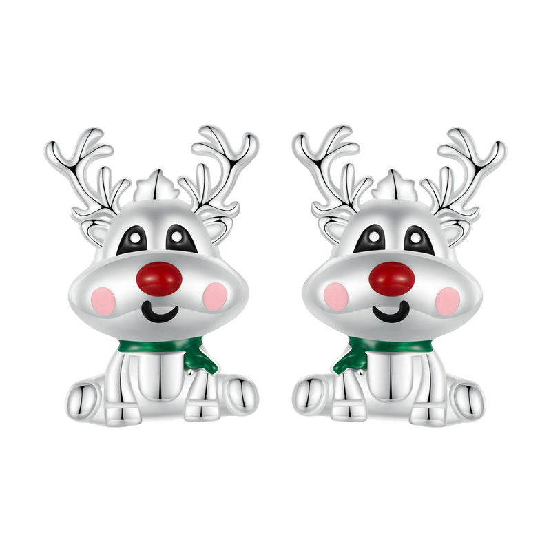 Cute Reindeer Christmas Festive Earrings in 925 Sterling Silver - Aspect Jewellery