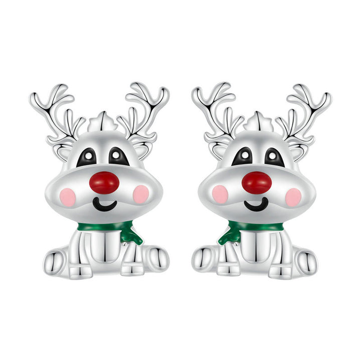 Cute Reindeer Christmas Festive Earrings in 925 Sterling Silver - Aspect Jewellery