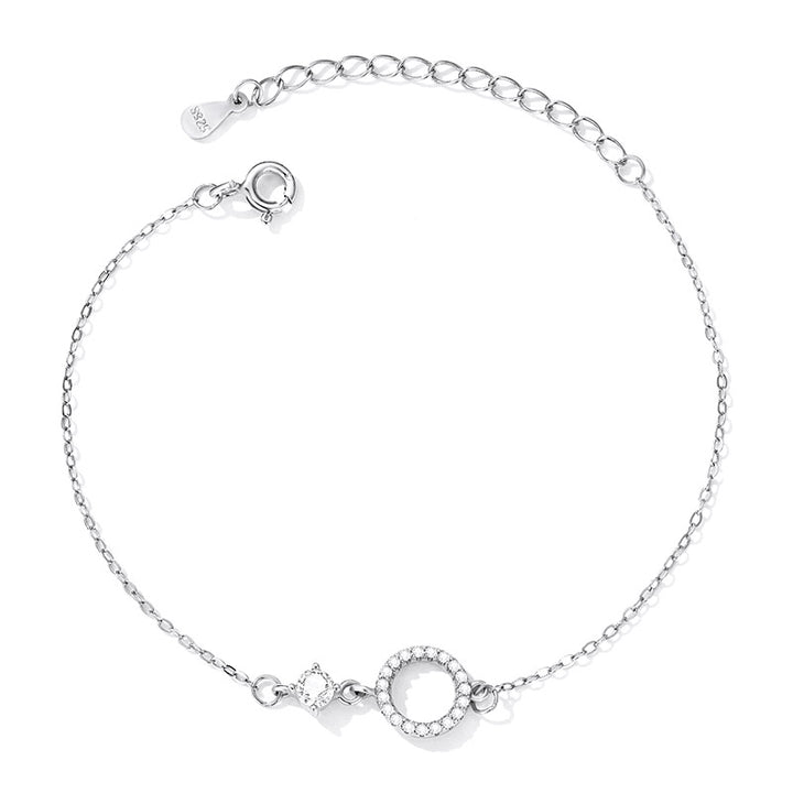 Round Geometric CZ Bracelet in 925 Sterling Silver - Aspect Jewellery#color_silver