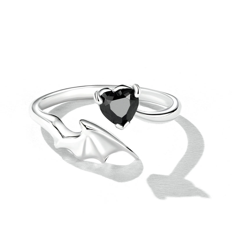 Black Heart Ring in 925 Sterling Silver - Aspect Jewellery