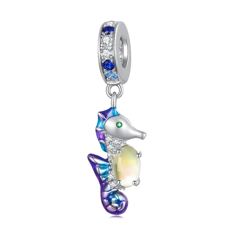 Seahorse Crystal Charm Pendant in 925 Sterling Silver - Aspect Jewellery