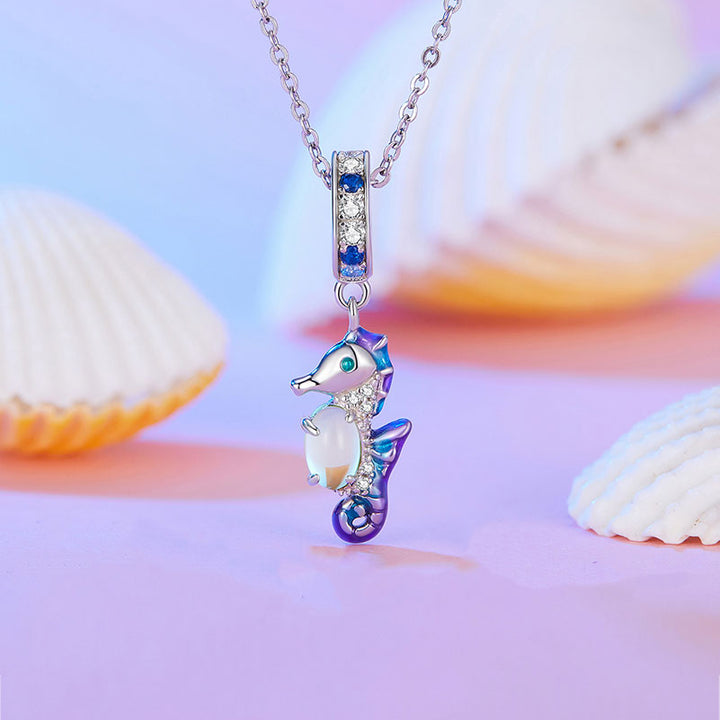 Seahorse Crystal Charm Pendant in 925 Sterling Silver - Aspect Jewellery