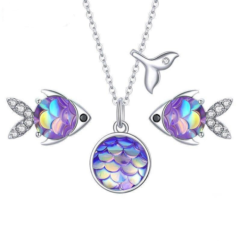 Shimmering Mermaid Fish Jewellery Set in Sterling Silver - ASPECT Jewellery