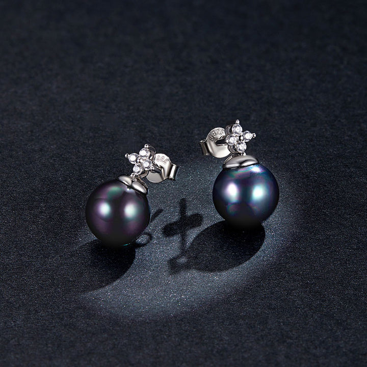 Shining Black Pearl Jewellery Set in Sterling Silver - Aspect Jewellery