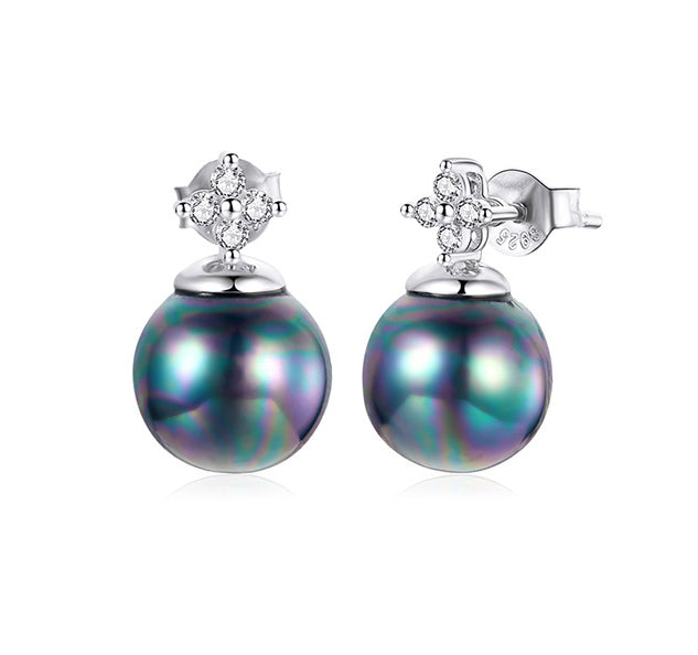 Shining Pearl Earrings in 925 Sterling Silver - Aspect Jewellery