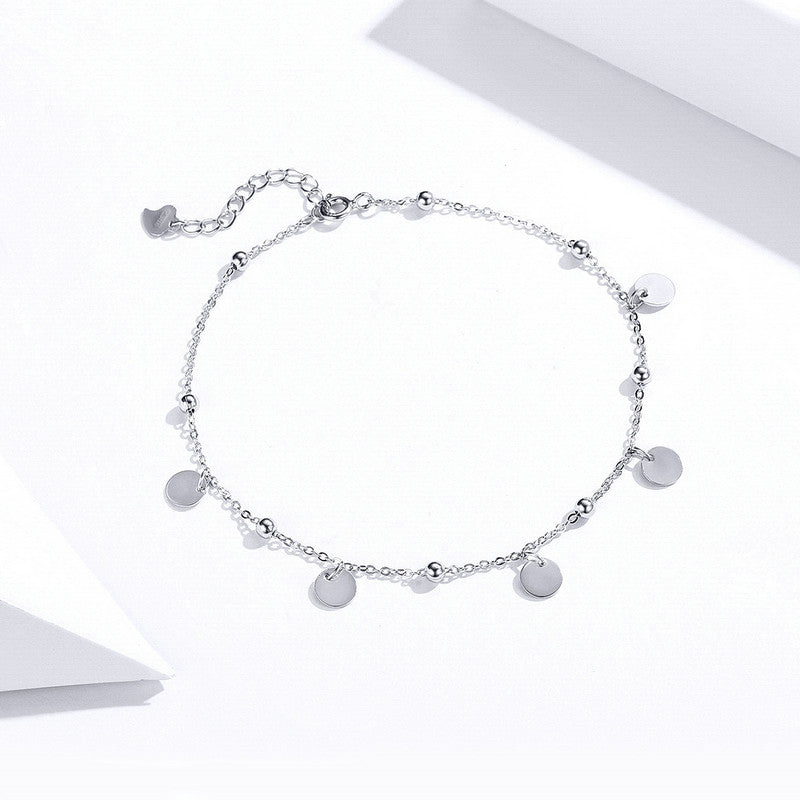 Silver Coin Anklet, Ankle Bracelet in 925 Sterling Silver - Aspect Jewellery