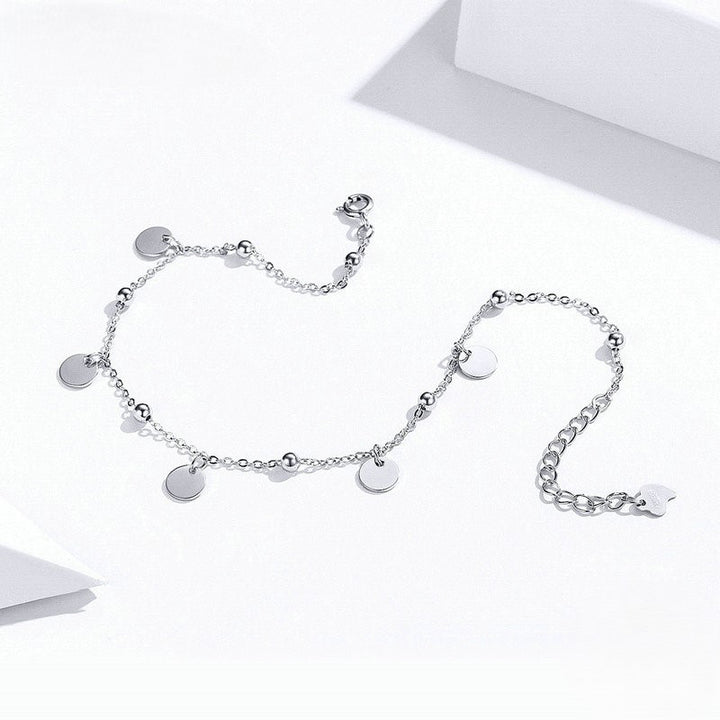 Silver Coin Anklet, Ankle Bracelet in 925 Sterling Silver - Aspect Jewellery