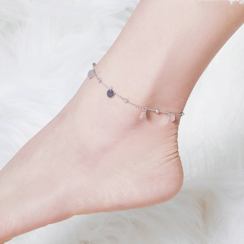 Silver Coin Anklet, Ankle Bracelet in 925 Sterling Silver - Aspect Jewellery