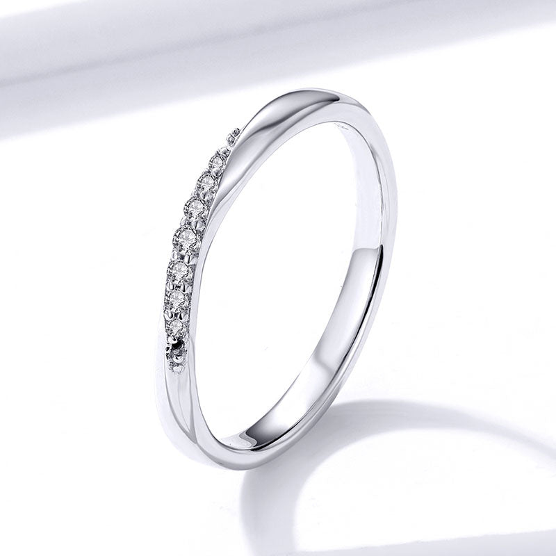 Simple Crystal Ring in Sterling Silver - Aspect Jewellery