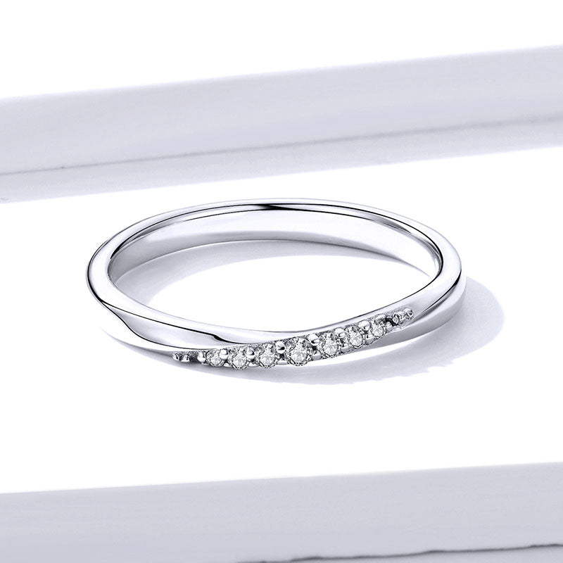 Simple Crystal Ring in Sterling Silver - Aspect Jewellery