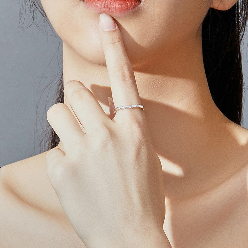 Simple Crystal Ring in Sterling Silver - Aspect Jewellery