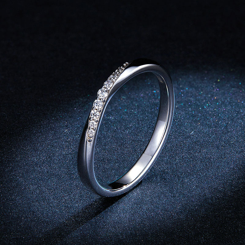 Simple Crystal Ring in Sterling Silver - Aspect Jewellery