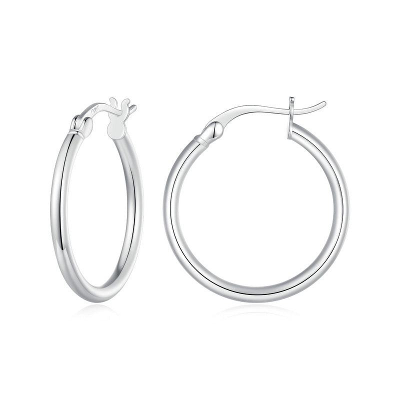 Simple Large Hoop Earrings in 925 Sterling Silver - Aspect Jewellery