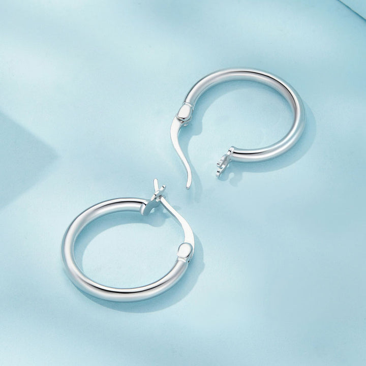 Simple Large Hoop Earrings in 925 Sterling Silver - Aspect Jewellery