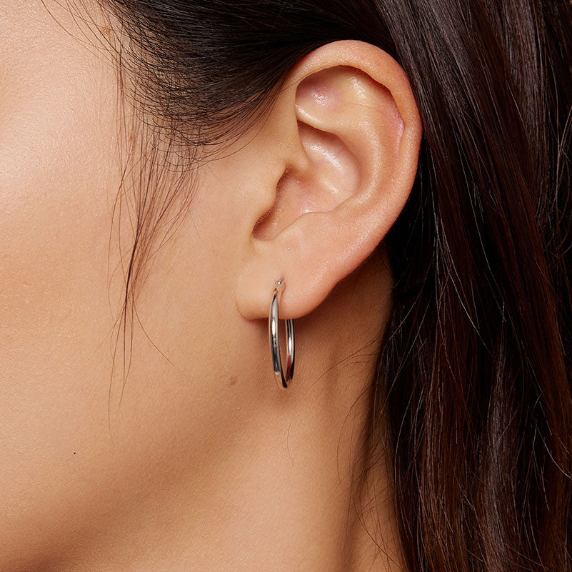 Simple Large Hoop Earrings in 925 Sterling Silver - Aspect Jewellery