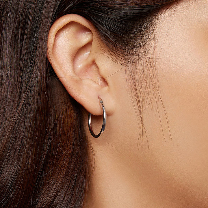 Simple Large Hoop Earrings in 925 Sterling Silver - Aspect Jewellery