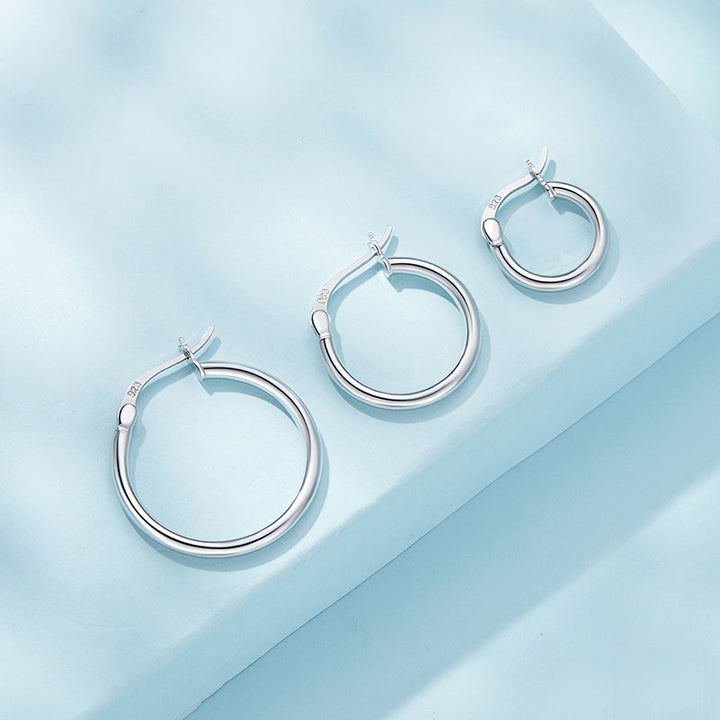 Simple Large Hoop Earrings in 925 Sterling Silver - Aspect Jewellery