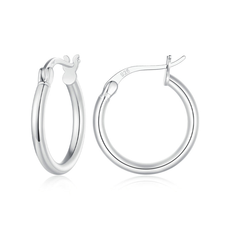 Simple Medium Hoop Earrings in 925 Sterling Silver - Aspect Jewellery