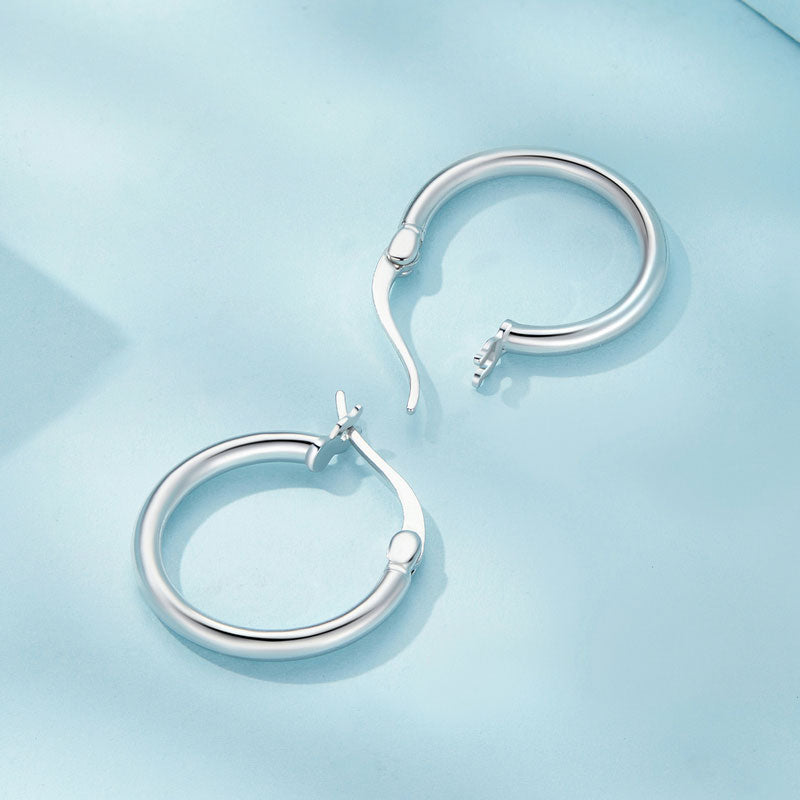 Simple Medium Hoop Earrings in 925 Sterling Silver - Aspect Jewellery