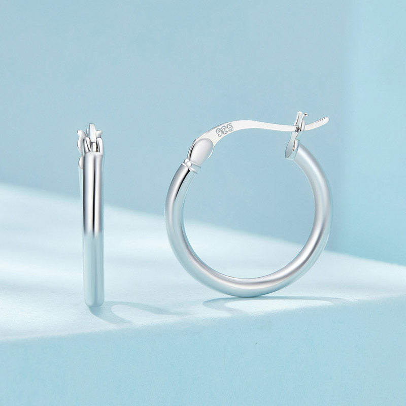 Simple Medium Hoop Earrings in 925 Sterling Silver - Aspect Jewellery