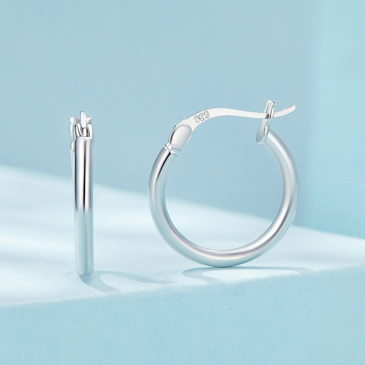 Simple Medium Hoop Earrings in 925 Sterling Silver - Aspect Jewellery