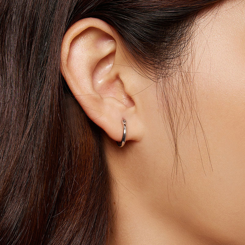 Simple Small Hoop Earrings in 925 Sterling Silver - Aspect Jewellery