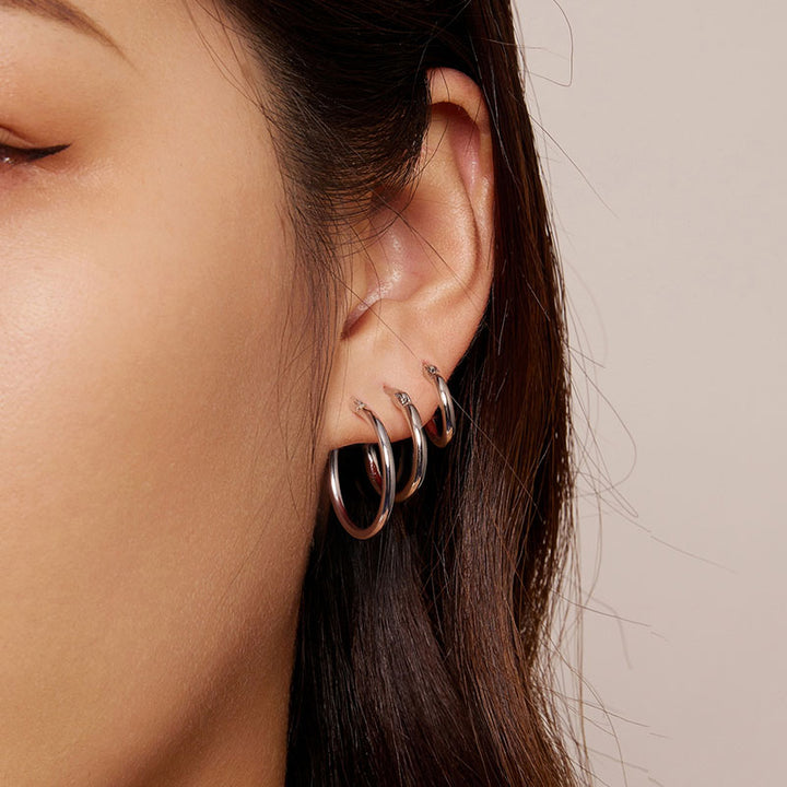 Simple Small Hoop Earrings in 925 Sterling Silver - Aspect Jewellery