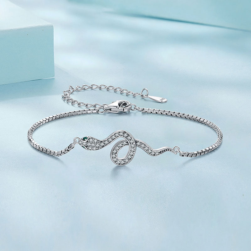 Cubic Zirconia Snake Bracelet in 925 Sterling Silver - Aspect Jewellery