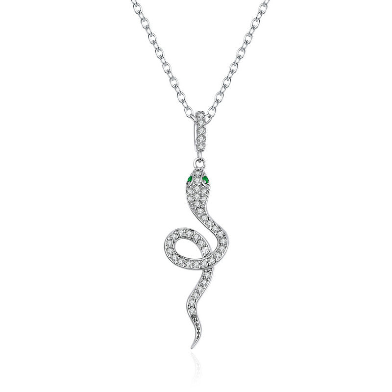 Crystal Snake Necklace in 925 Sterling Silver - Aspect Jewellery