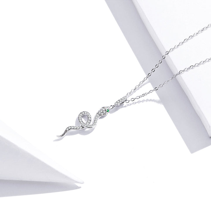 Crystal Snake Necklace in 925 Sterling Silver - Aspect Jewellery