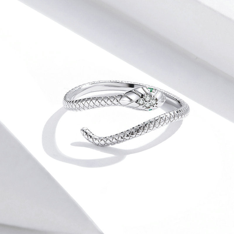 Snake Adjustable Ring in 925 Sterling Silver - Aspect Jewellery  Edit alt text