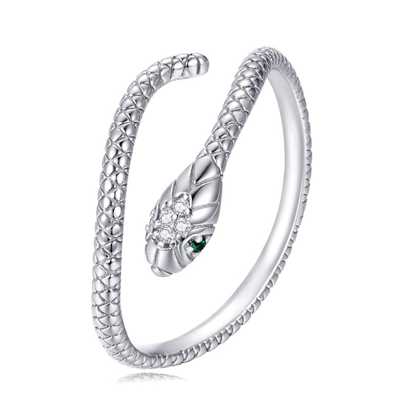 Snake Adjustable Ring in 925 Sterling Silver - Aspect Jewellery