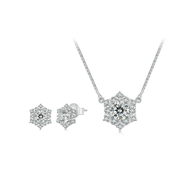 Snowflake Festive Crystal Jewellery Set in 925 Sterling Silver - Aspect Jewellery